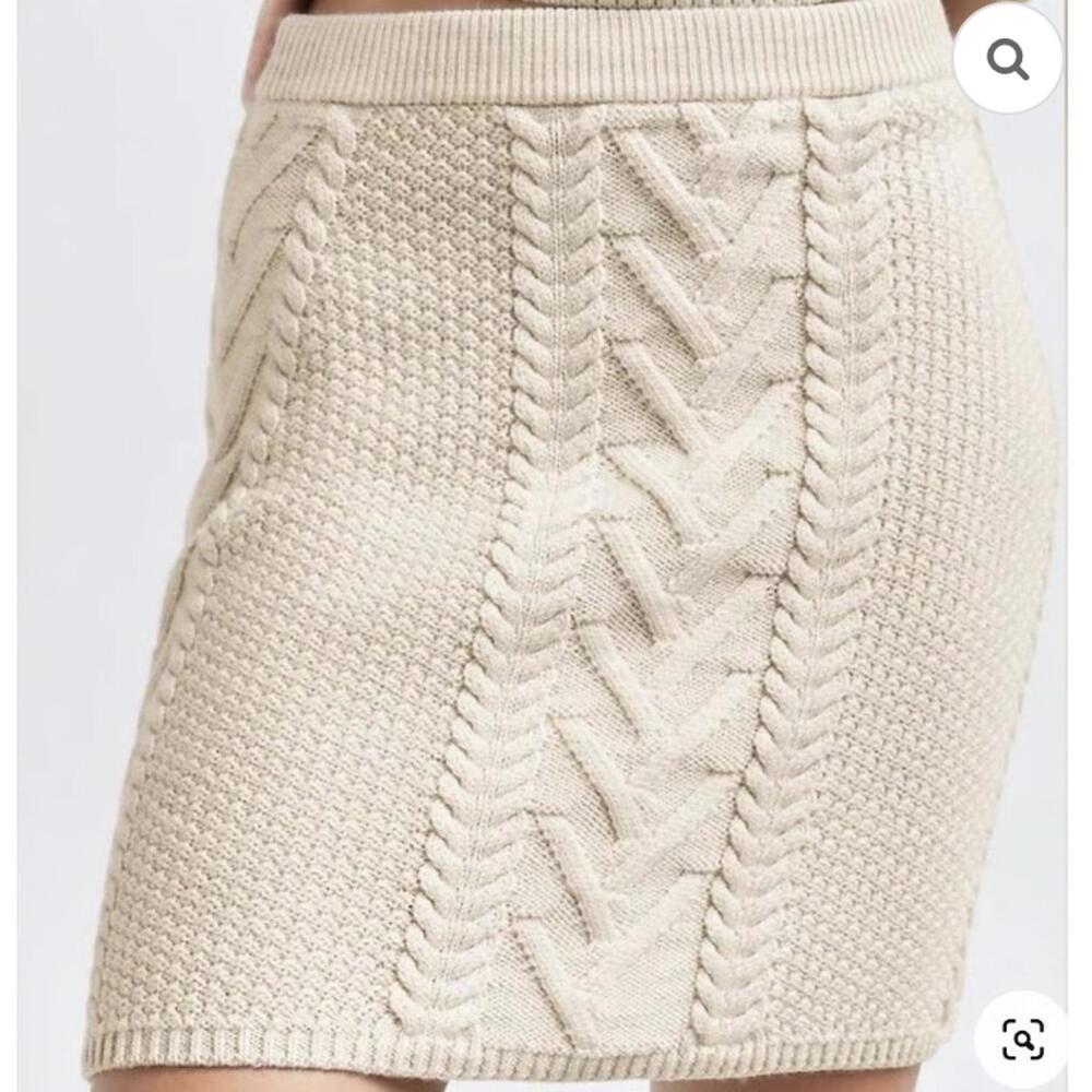 Aritzia Babaton Cream Beige Emporia Merino Wool Cable Knit Mini Skirt Medium